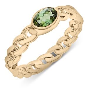 Audrey by Aurate Green Tourmaline Chain Link Ring in Gold Vermeil